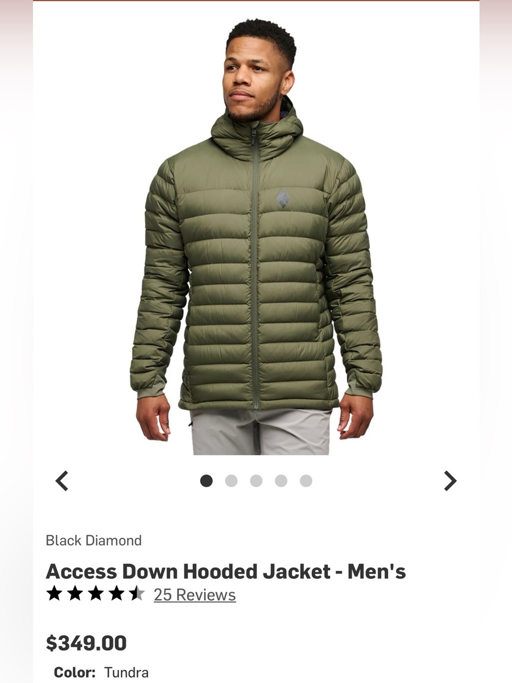 Black Diamond Access Down Hooded Jacket - Men's, Tundra Green